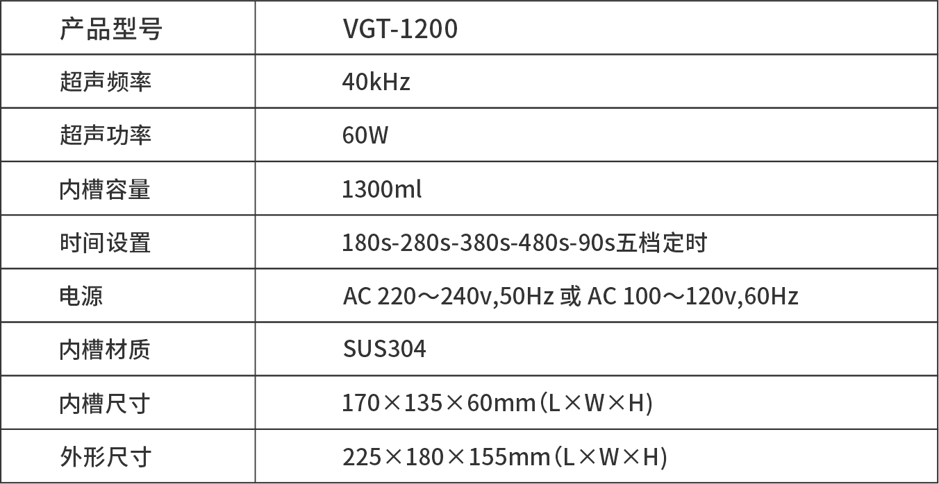 VGT-1200 牙科診所超聲波清洗機